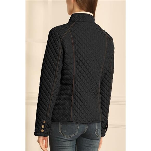 Women's Stand Collar Lightweight Quilted Puffer Jacket Padded Zip Coat - Picture 3 of 6